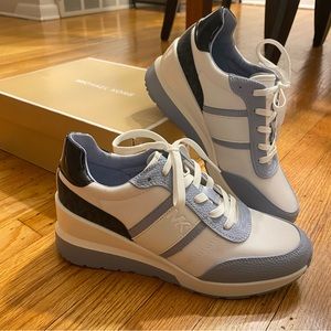 Michael Kors Mabel Trainer Lace-Up Wedge Sneakers 8.5